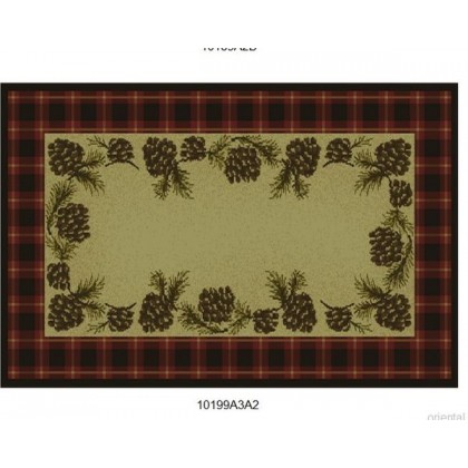 Goods of the Woods Cones Red Plaid Rectangular Vista Rug - 30 Inches x 50 Inches